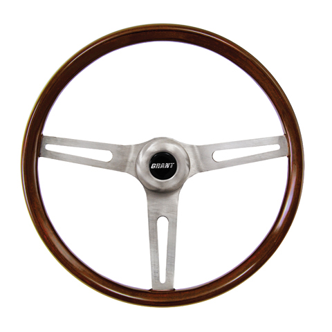 Universal 350mm 14 Inch Grant Classic Nostalgia Style Wood Grain Steering Wheel Black Spoek with Horn Button